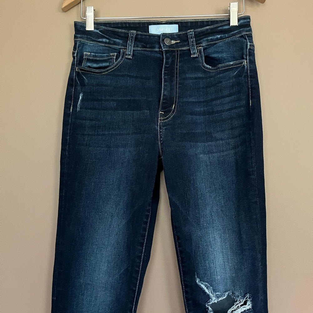 {Vervet} Skinny Jeans with Some Distressing and Raw Hem in Blue - Womens 28 - Picture 2 of 10